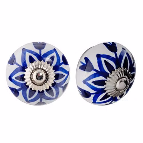 Nicola Spring Blue Ceramic Cabinet Knobs, Pack of 6 – 1