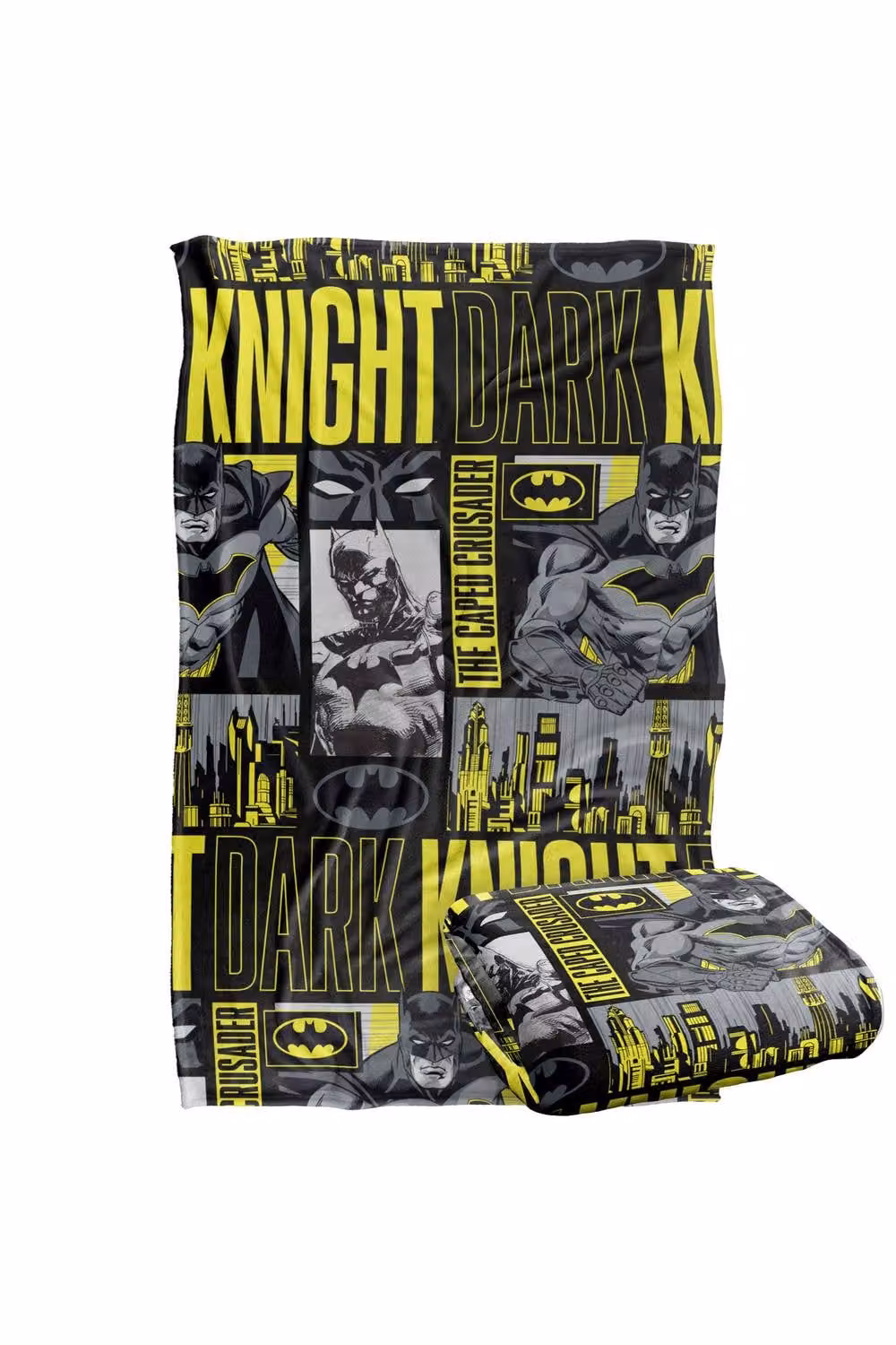 Warner Bros. Batman Dark Knight Panels Silky Touch Super Soft Fluffy Polyester Throw Blanket in Black and Multicolour, Large – 2