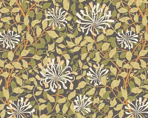 Origin Murals Honeysuckle Floral Wall Mural in Green and Multicolour, W: 300 cm x H: 240 cm