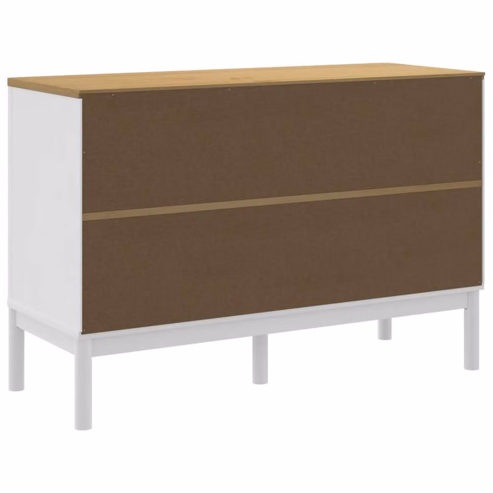 Berkfield Home Beautiful Floro White Solid Wood Pine Chest of Drawers W: 111.0 cm, D: 43.0 cm, H: 73.5 cm – 3