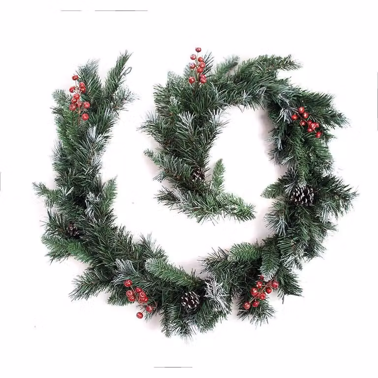 FLAVORA Deluxe Frosted Artificial Christmas Tree in Green, W: 100 cm, D: 15 cm