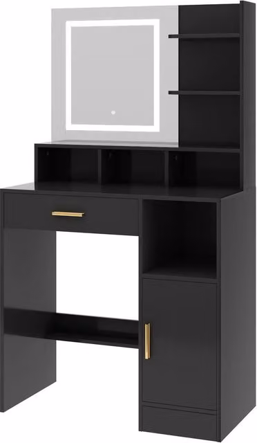 MCC Direct Truro Dressing Table with Hollywood LED Mirror and Storage, Black, W/D/H: 140 x 40 x 80 cm – 8