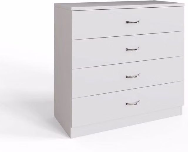 NESTLUNE 4 Drawer Chest of Drawers in Matt White, W: 100 cm, D: 15 cm – 1