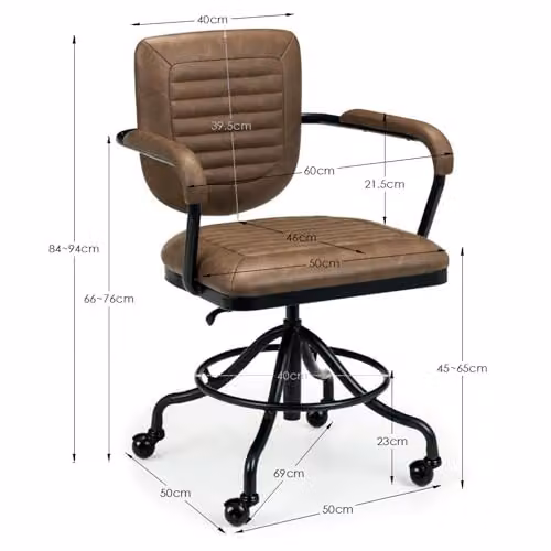 Julian Bowen Gehry Swivel Task Chair in Brown and Black Synthetic Leather – 2