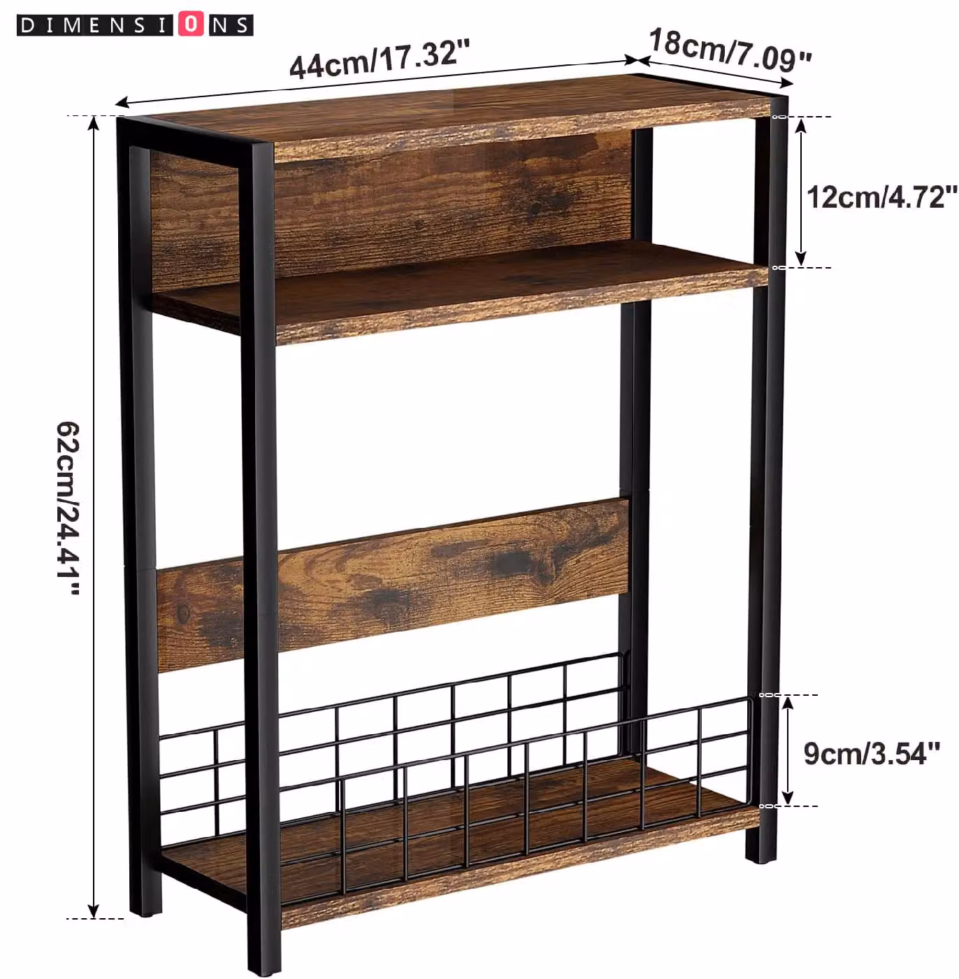 Modcraft 3 Tier Slim Side End Table in Brown and Black – 5
