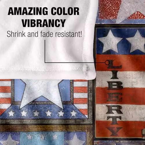 JQ Licensing Patriotic Pattern Silky Touch Super Soft Fleece Throw Blanket, White, W/D/H: 152 x 127 cm – 3