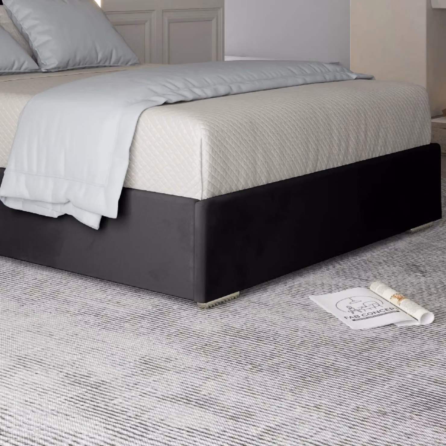 Casani Tammy Upholstered Soft Velvet Metal Bed Frame in Black, Super King, W/D/H: 200 x 189 x 127 cm – 3