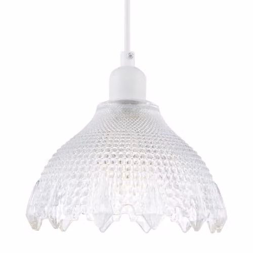 Happy Homewares Classic Ornate Round Clear Glass Pendant Light Shade with Moulded Design, W: 20 cm, H: 14 cm