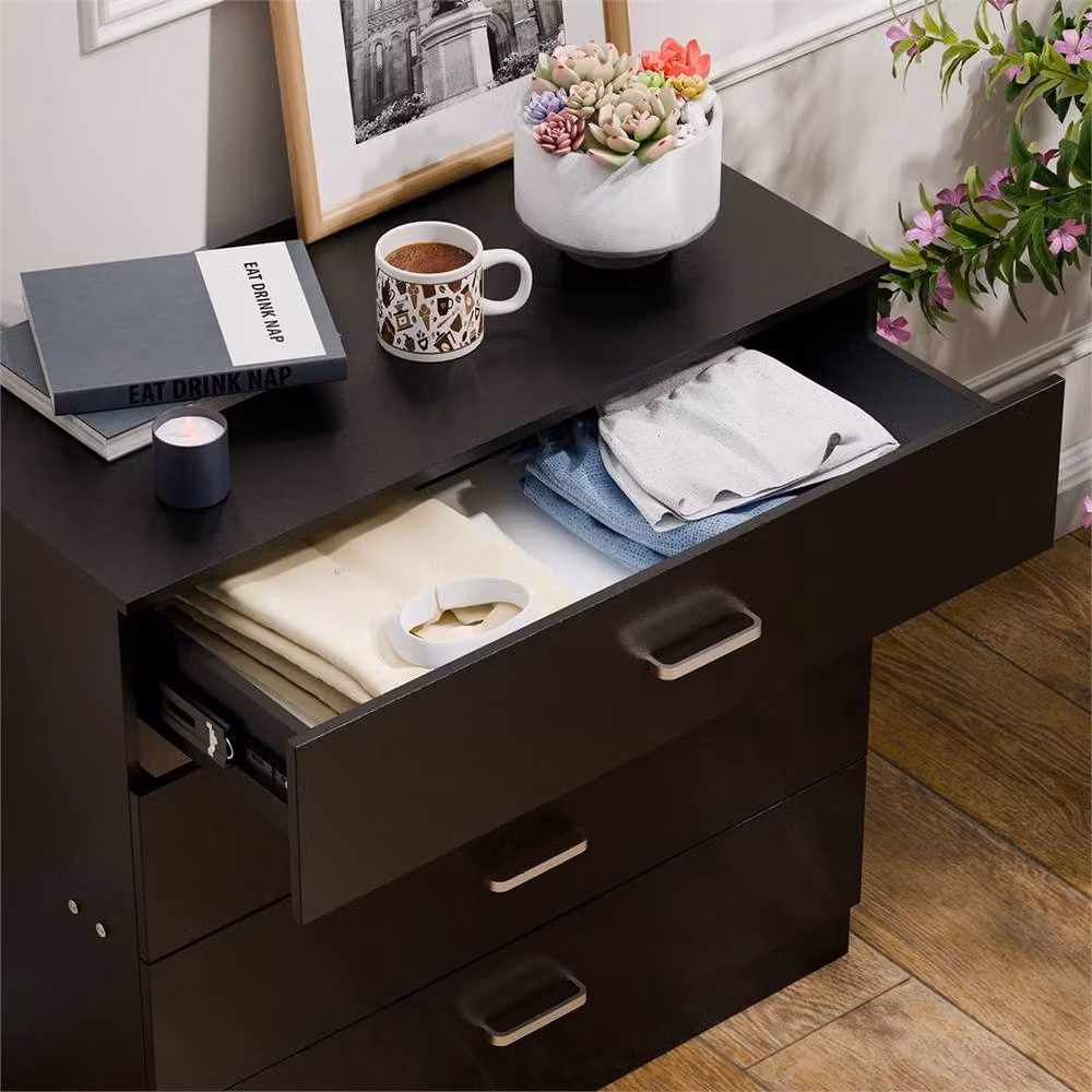 Nordara 5 Drawer Chest of Drawers in Black with Metal Handles – 4