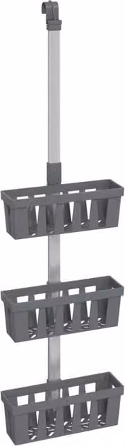 Berkfield Home Adjustable Aluminium Shower Hanger Shelf in Silver, W: 30 cm, D: 15 cm, H: 67-105 cm – 1