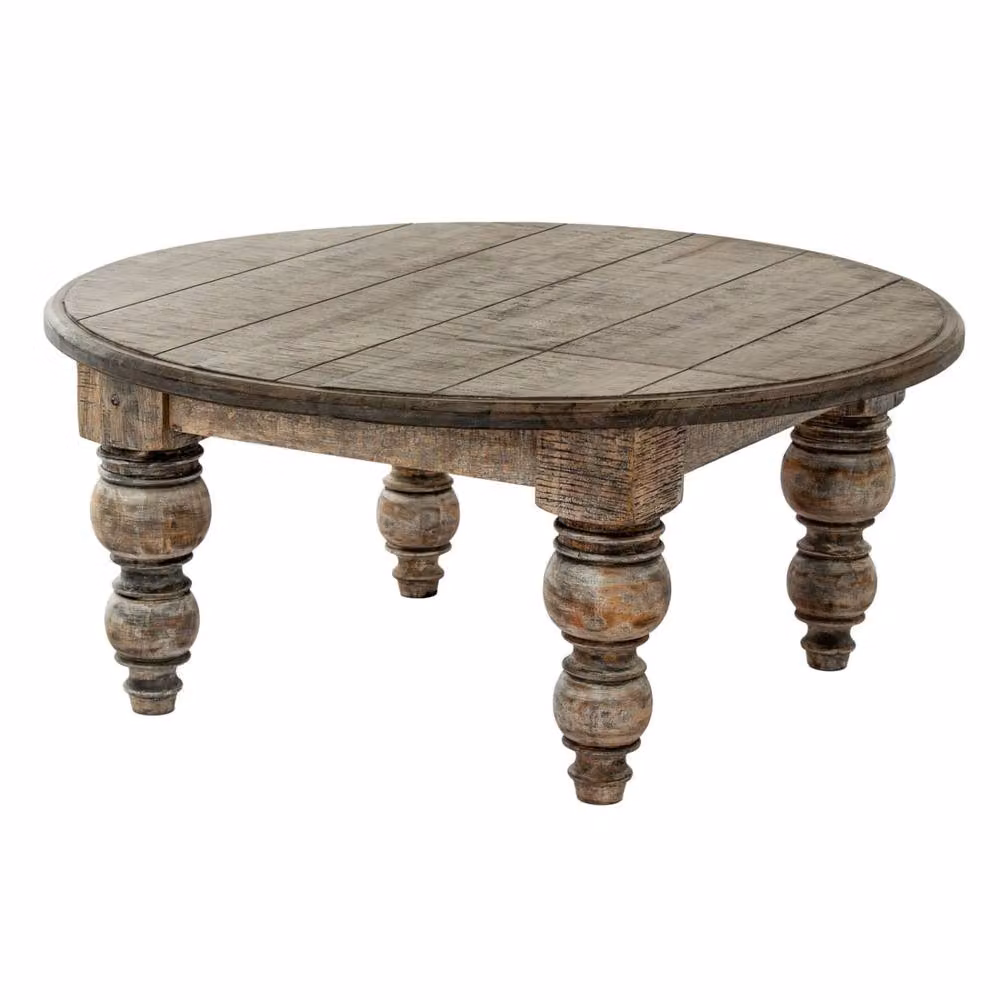 Wyld Haus Montaine Round Brown Solid Wood Coffee Table, W/D/H: 90 x 90 x 40 cm – 3