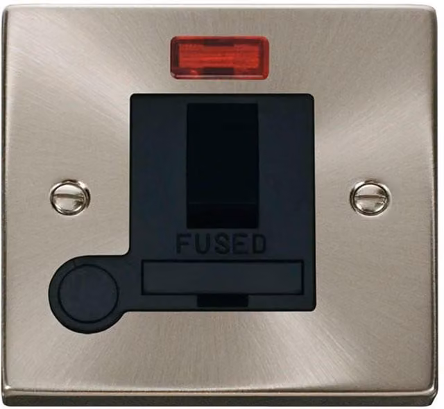 SE Home 13A Switched Fused Connection Unit with Neon and Flex in Satin Brushed Chrome Metallic Silver