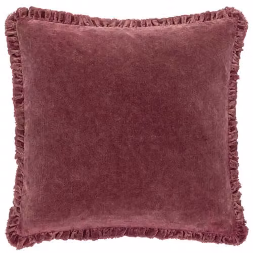 Yard Bertie Cotton Velvet Filled Cushion in Red, W/D/H: 45 x 45 x 45 cm