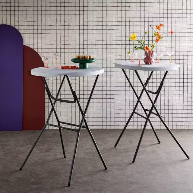 sweeek Pair of Foldable High Tables in White – 1