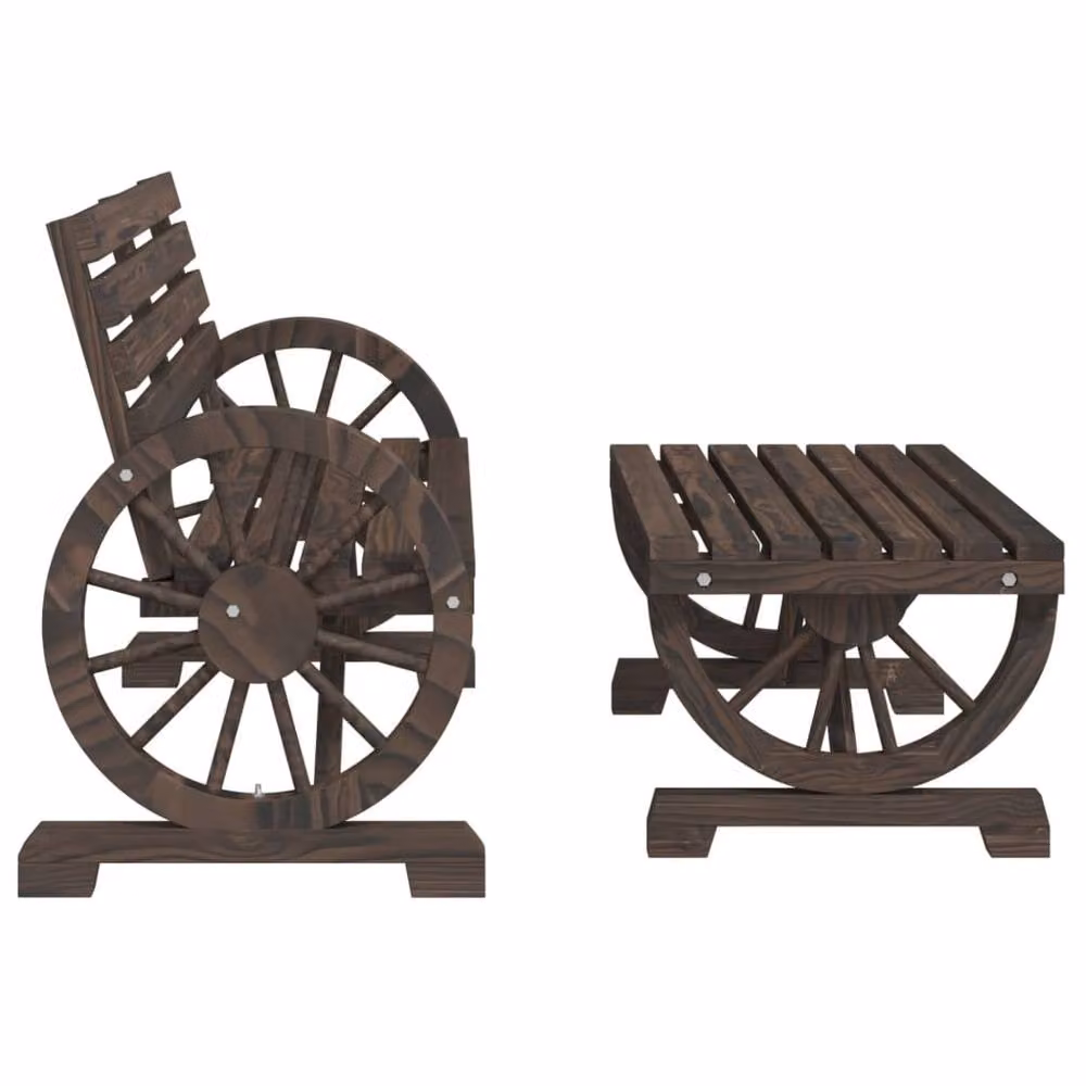 Berkfield Home 2 Piece Rustic Solid Wood Garden Lounge Set in Brown – 3