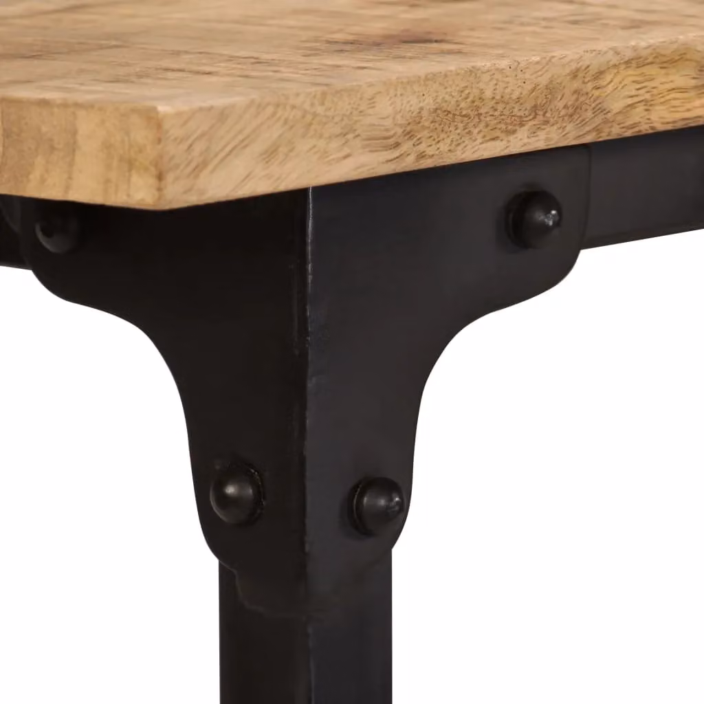Berkfield Home Office Desk and Folding Stool in Brown Solid Mango Wood, W/D/H: 115 x 50 x 76 cm – 3