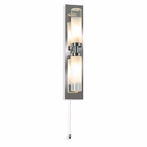 Netlighting Linea Verdace 2 Light Bathroom Wall Bar Light in Chrome and Grey IP44