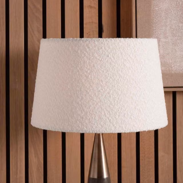 Ruma White Boucle Tapered Cylinder Table Lamp Shade, Diameter: 40.64 cm