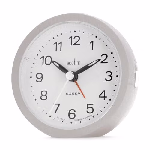 Acctim Elana Analogue Alarm Clock with Non-Ticking Sweep Quartz Movement and Luminous Hands in Silver
