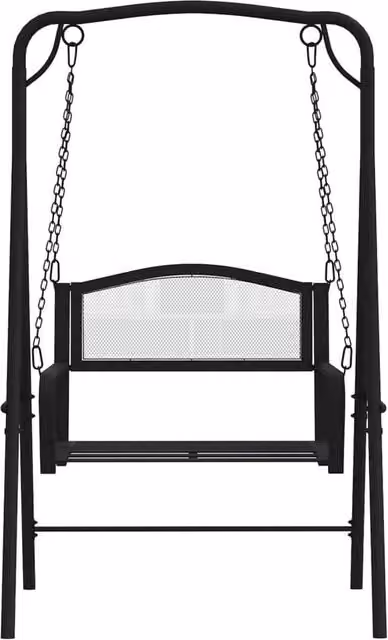 Berkfield Home Metal Garden Swing Bench in Black Steel, W: 124 cm, D: 117 cm, H: 168 cm – 1