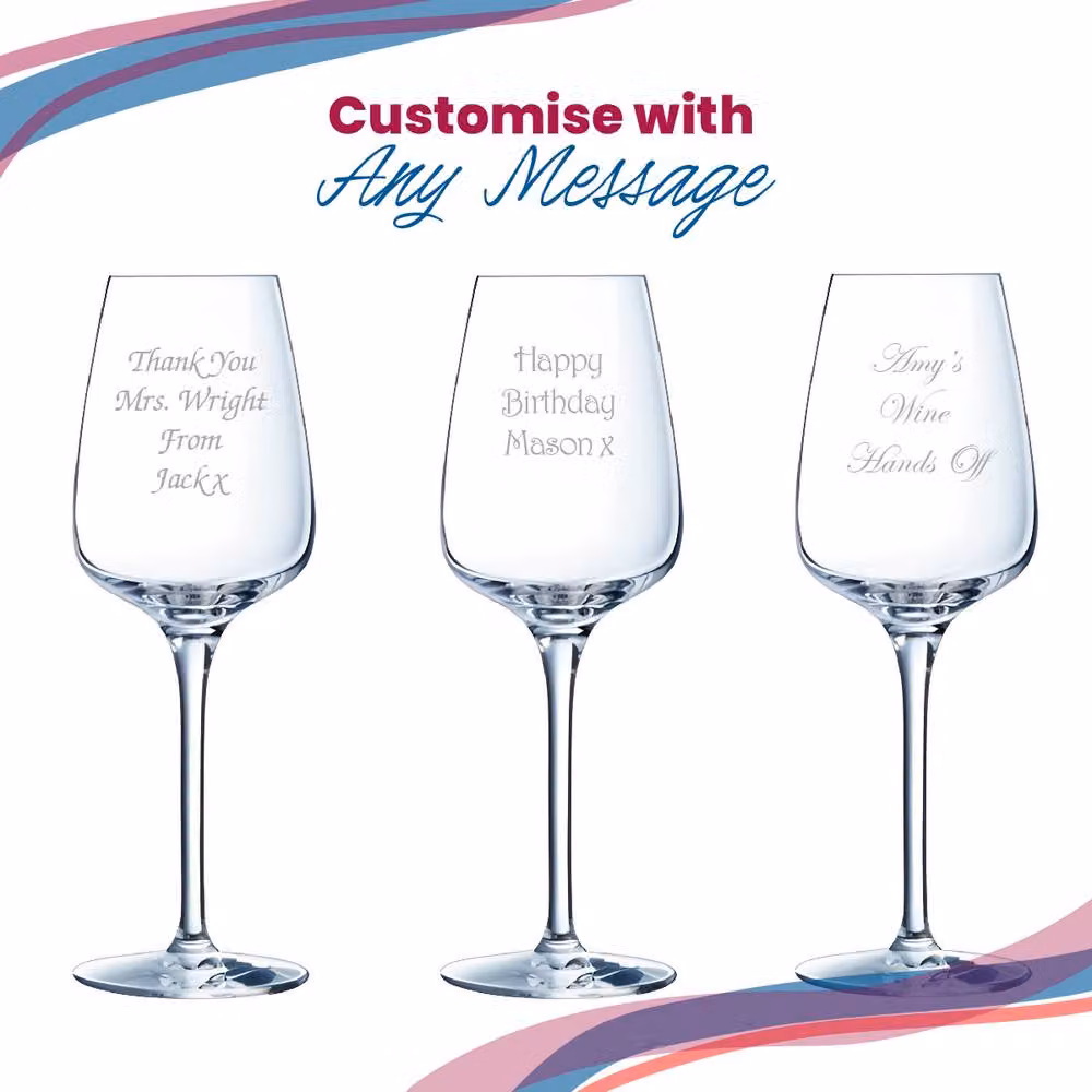 Uniqueful Personalised Lead-Free Crystal Wine Glass, Clear, 250ml – 4