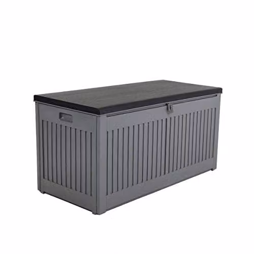 Charles Bentley Outdoor Garden Plastic Storage Box, Grey and Black, W: 109 cm, D: 54.7 cm, H: 51.3 cm
