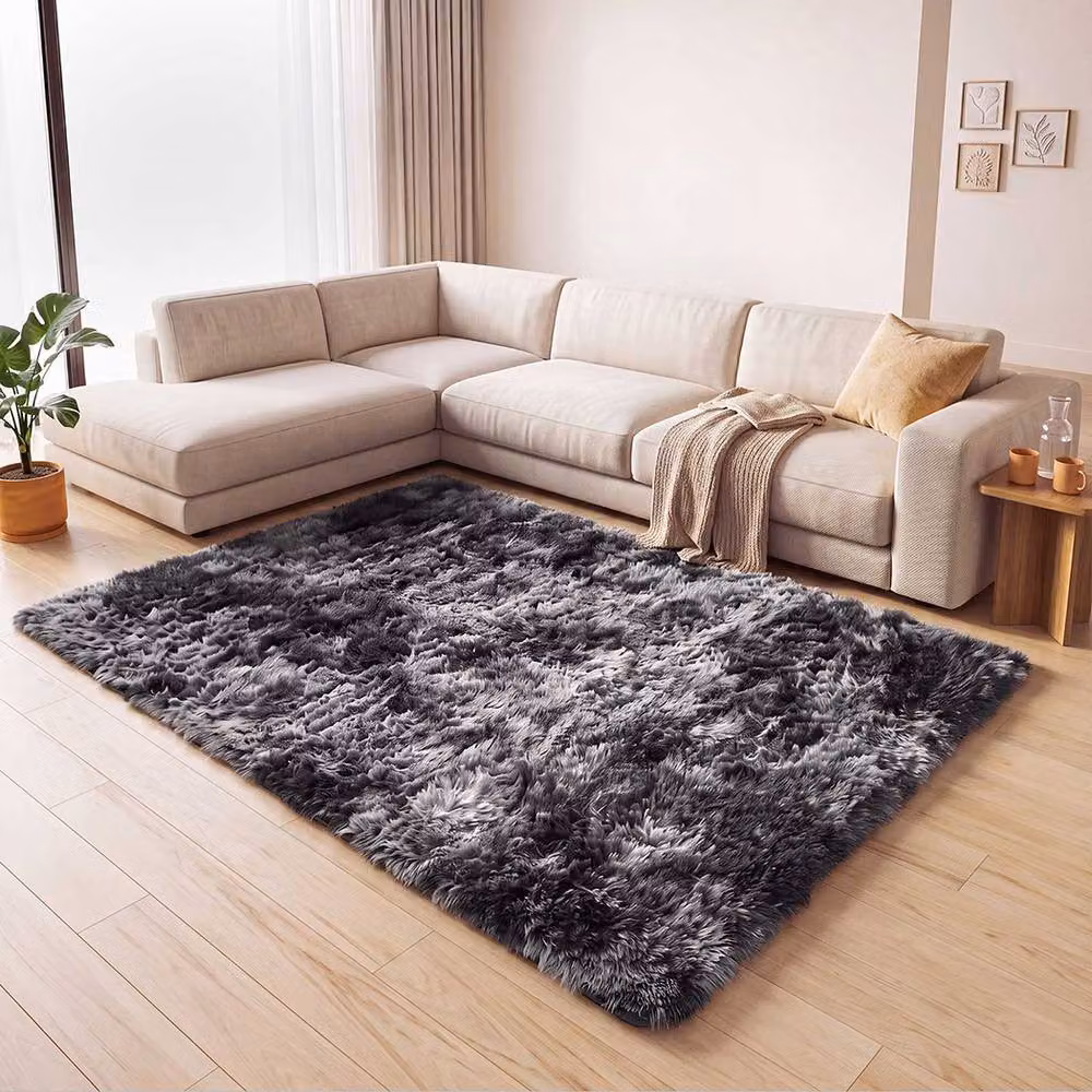 Marlow Grey Fluffy Plush Shaggy Polyester Rug, W: 230 cm, D: 160 cm – 3