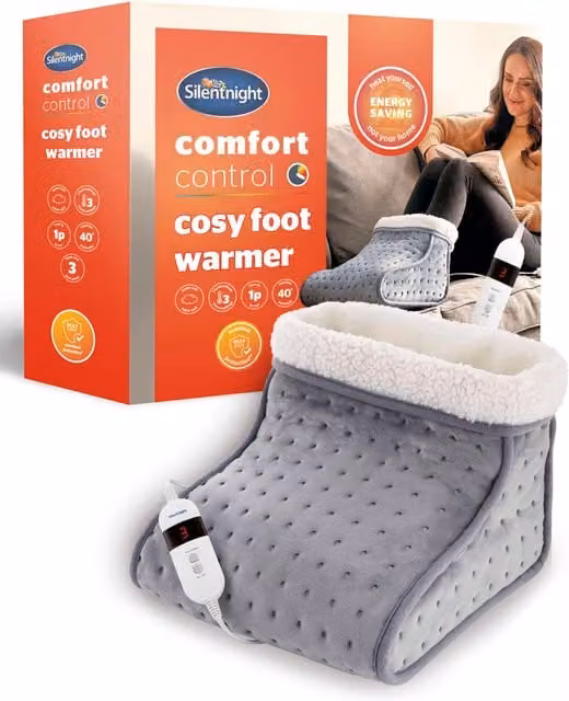 Silentnight Cosy Grey Fleece Foot Warmer with Removable Washable Cover