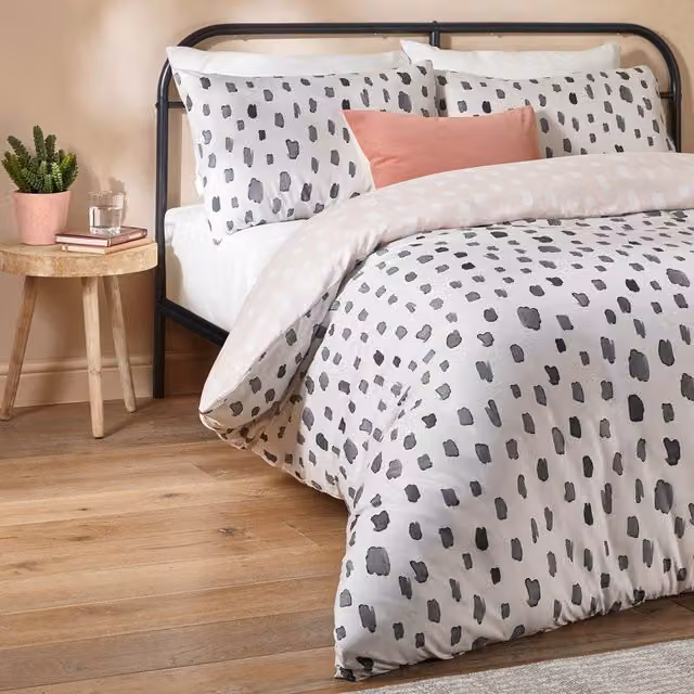 Make It A Home Robi Dotted Printed Soft Touch Duvet Cover Set, Grey/Anthracite/Silver, W: 180 cm, H: 200 cm