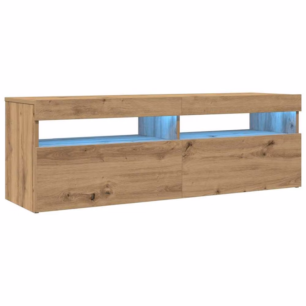 Berkfield Home Modern TV Cabinet with LED Lights in Artisan Oak Brown, W/D/H: 120 x 35 x 40 cm – 2