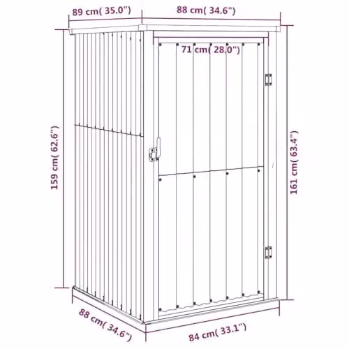 vidaXL Large Garden Tool Shed in Brown Galvanised Steel W/D/H: 161 x 89 x 88 cm – 3