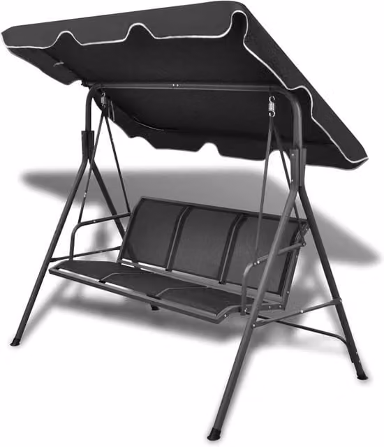 Berkfield Home Garden Swing Bench with Sun Canopy in Black – 1