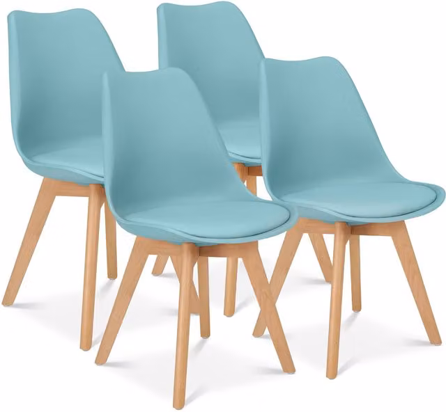 Bravich LTD Rocco Tulip Dining Chair Set of 4 in Duck Egg Blue