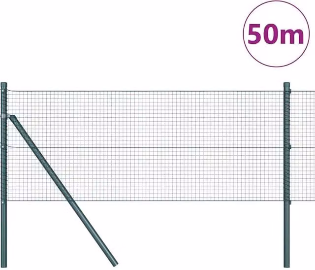 Berkfield Home Green Steel Welded Wire Fence with 13 Posts, 0.6 x 50 m – 1