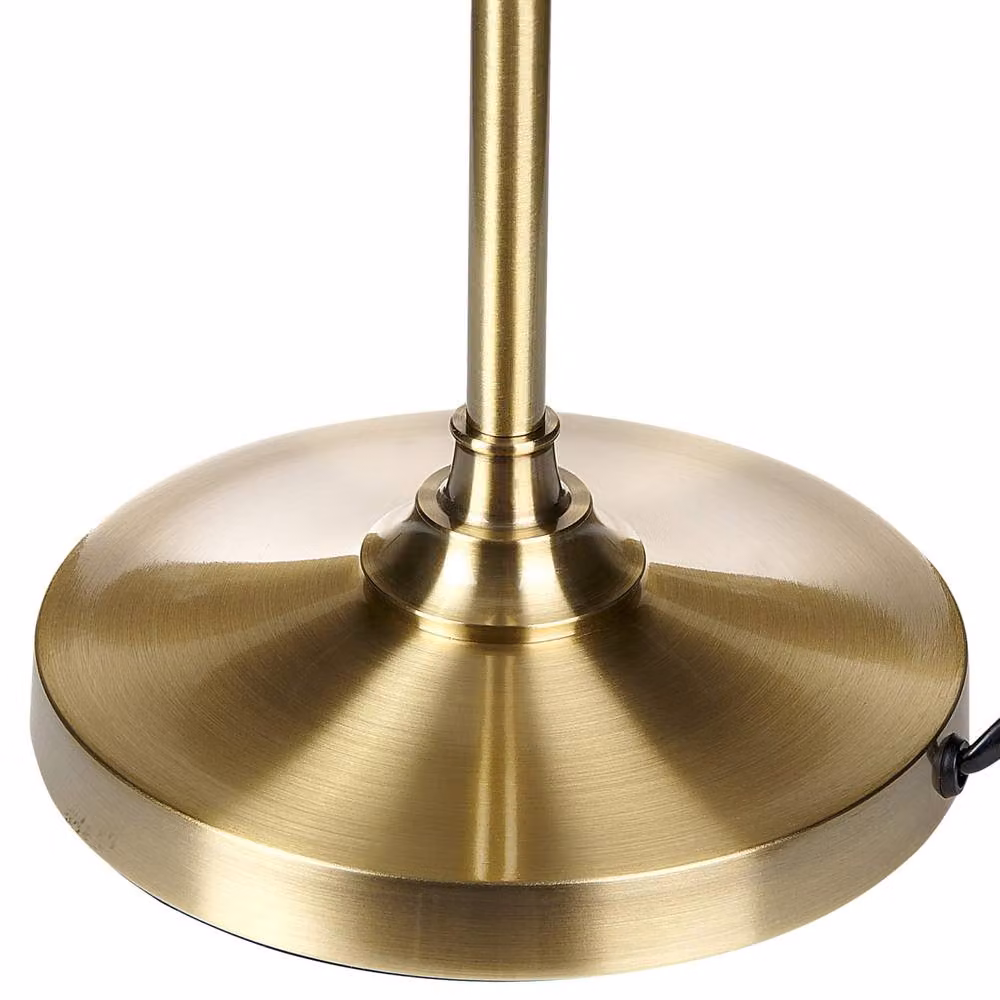 Wyld and Coco Brass Table Lamp with White Fabric Empire Shade in Gold – 3