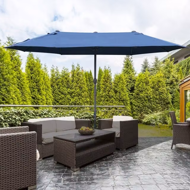 Outsunny Blue Garden Umbrella Canopy 4.6m