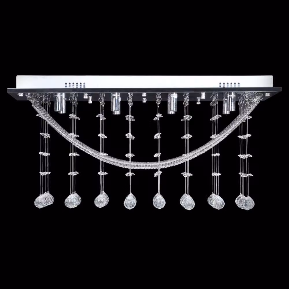 Berkfield Home Silver Ceiling Lamp with White Glass Crystal Beads, 8 x G9, Diameter: 29 cm – 3