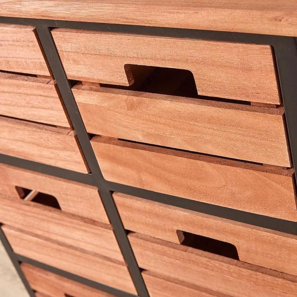 FORGEVIO 6 Drawer Tall Chest Solid Wood Bedroom and Home Office Storage Organiser in Brown and Black – 3