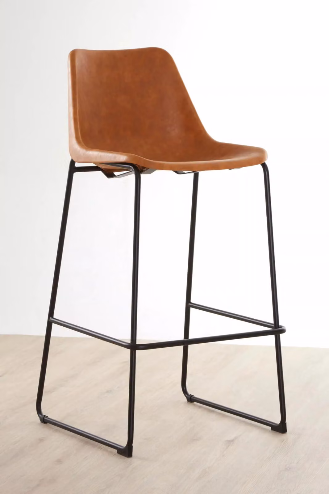 Orsina Orange Synthetic Leather Bar Stool with Black Metal Legs – 3