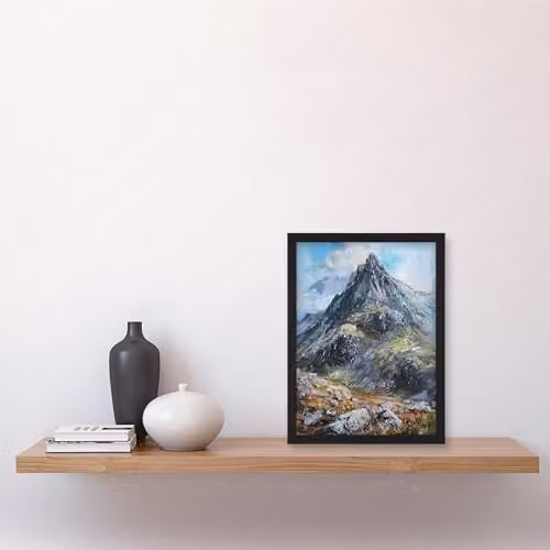 Artery8 Tryfan Mountain Peak Snowdonia Wales Framed Oil Painting Wall Art Print, W: 21.0 cm, H: 29.7 cm – 4