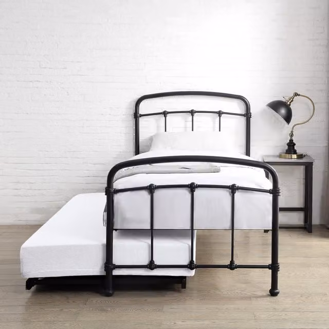 Flintshire Furniture Mostyn Classic Metal Guest Bed, Black, H: 115.0 cm, W: 120.0 cm, D: 99.5 cm
