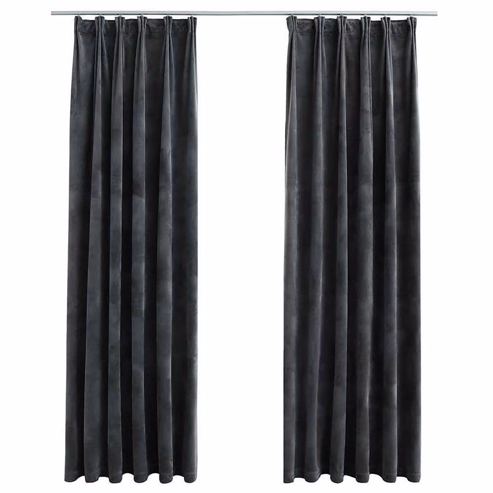 Berkfield Home Velvet Blackout Curtains, 2 Pack, Anthracite Grey, W: 140 cm, H: 225 cm – 3