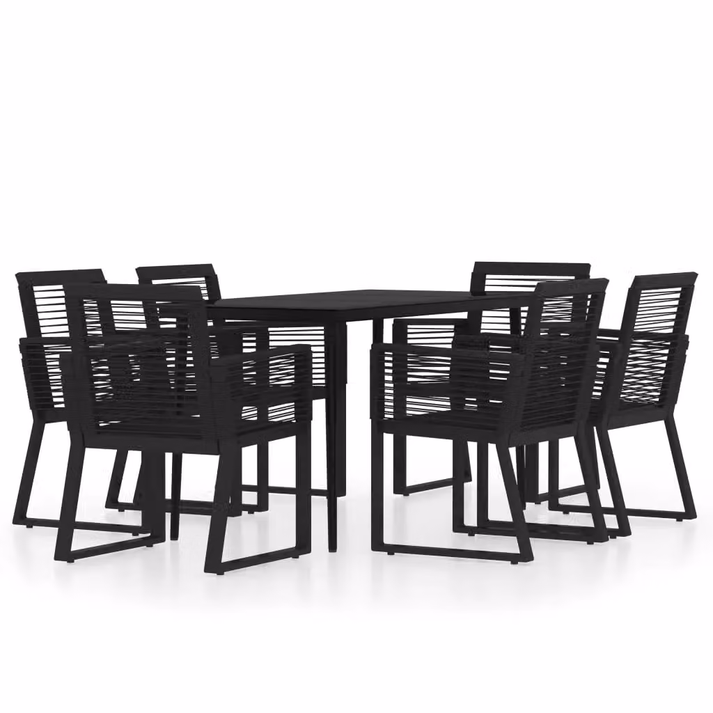 Berkfield Home 7 Piece Modern Garden Dining Set in Black – 2