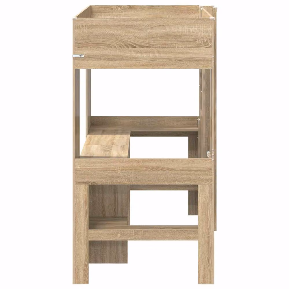 Berkfield Home Loft Bed Frame with Desk in Sonoma Oak Brown, W/D/H: 190 x 90 x 175 cm (Engineered Wood) – 3