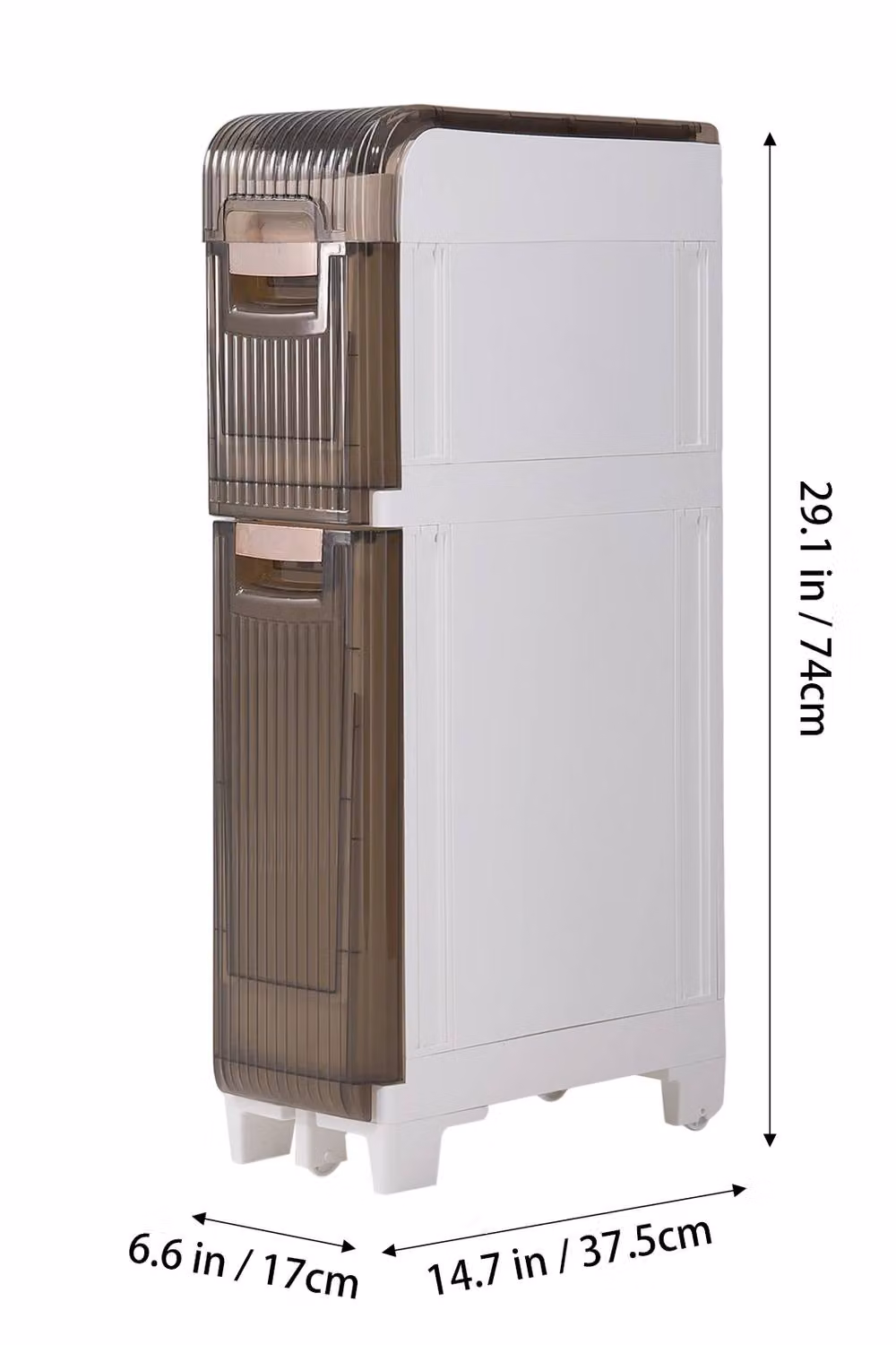 Living and Home 3-Tier Tall Narrow Plastic Storage Cabinet with Wheels in White – 5