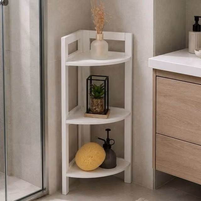 FORGEVIO White 3 Tier Freestanding Corner Storage Display Shelf