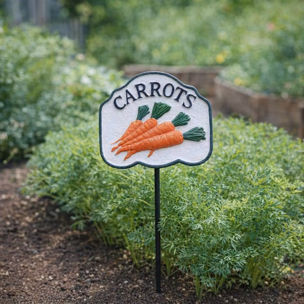Gifts Direct 2 U Orange and White Metal Carrot Garden Stake Vegetable Sign – 2