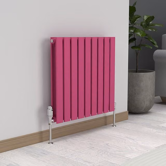 Lux Heat Flat Horizontal Double Steel Radiator in Barbie Pink, W: 60.0 cm, H: 63.0 cm