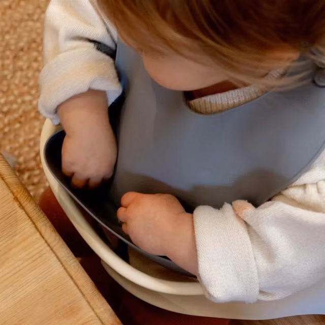 Tiny Dining Blue Multicolour Silicone Baby Crumb Catcher Weaning Bib