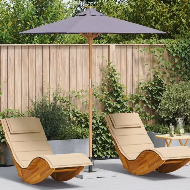 Berkfield Home Dark Grey Bamboo Garden Parasol W: 230 cm, H: 217 cm